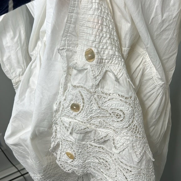 Vintage 1990’s Lone Ranger White Lace Cotton Dress Large - Picture 5 of 11